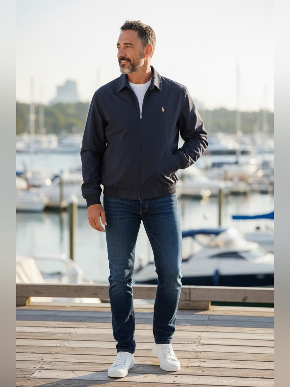 Ralph Lauren Polo Navy Harrington  Zip-Front Windbreaker Size XL